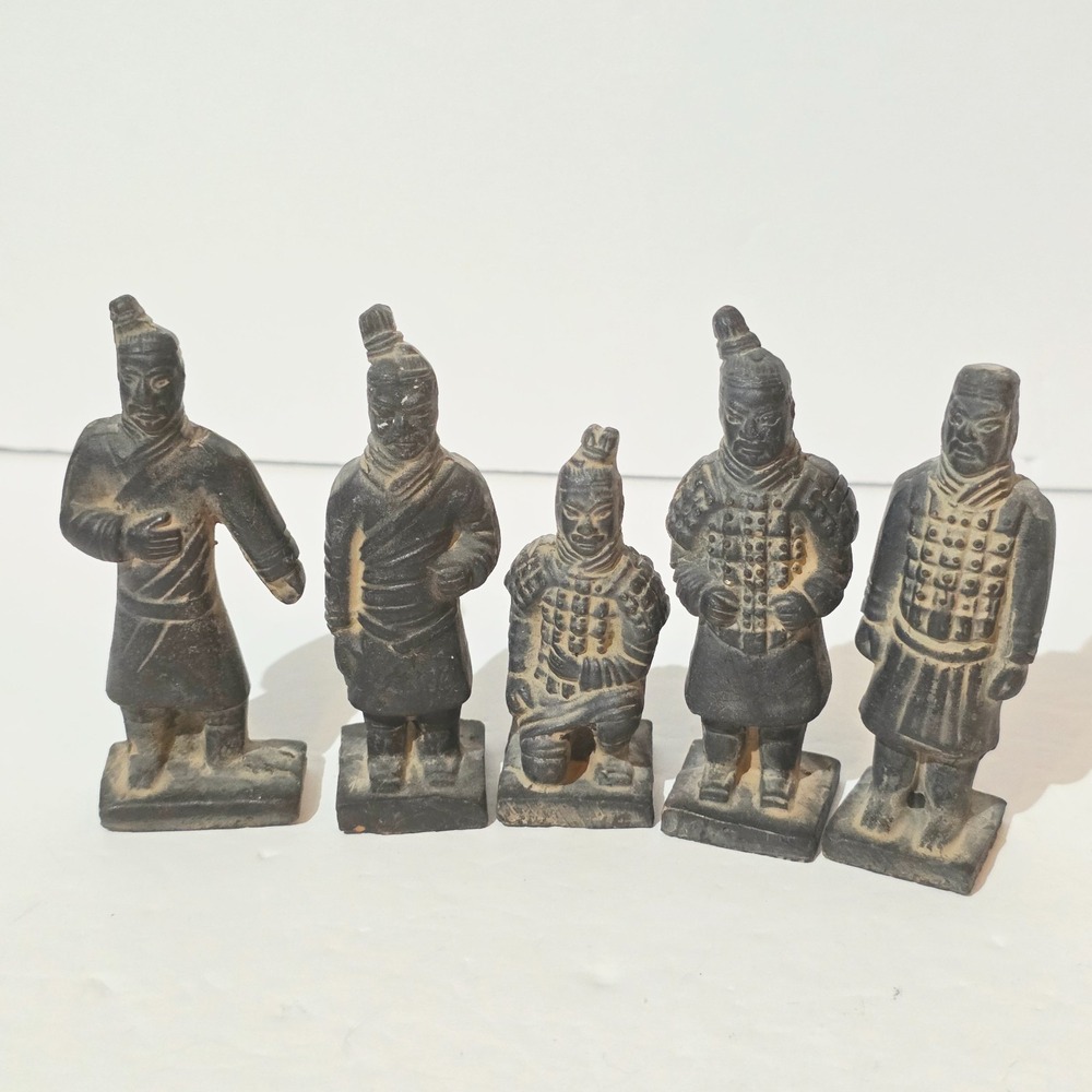 Lot (5) Terracotta Warrior Statue Soldier Chinese 3" Replica China Guard Figures
